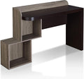 HOMES: Inside + Out Pickaway Modern Wood 49 in. Storage Writing Desk with 2-Shelf for Home Office Walnut and Chestnut Brown