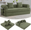 Convertible Sleeper Sofa Bed 78.5 Folding Floor Sofa Mattress Couch with Pillows Corduroy Futon Boneless Couch Lounge Loveseat with Pull Out Bed Green