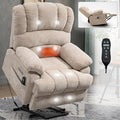 Power Lift Recliner Chair for Elderly with Heat Function 8 Node Massage with 3 Modes Silent Operation Oversized Electric Lift Recliner Single Sofa for Living Room with USB Charging Beige