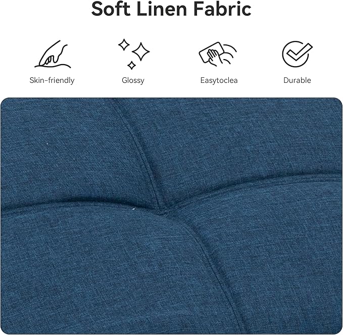 Vipbear 71 Convertible Futon Sofa BedLinen Fabric Futon Couch with Detachable CushionAdjustable Backrest &amp ArmrestModern Loveseat Sleeper Recliner for Living RoomOfficeApartmentRetro Blue