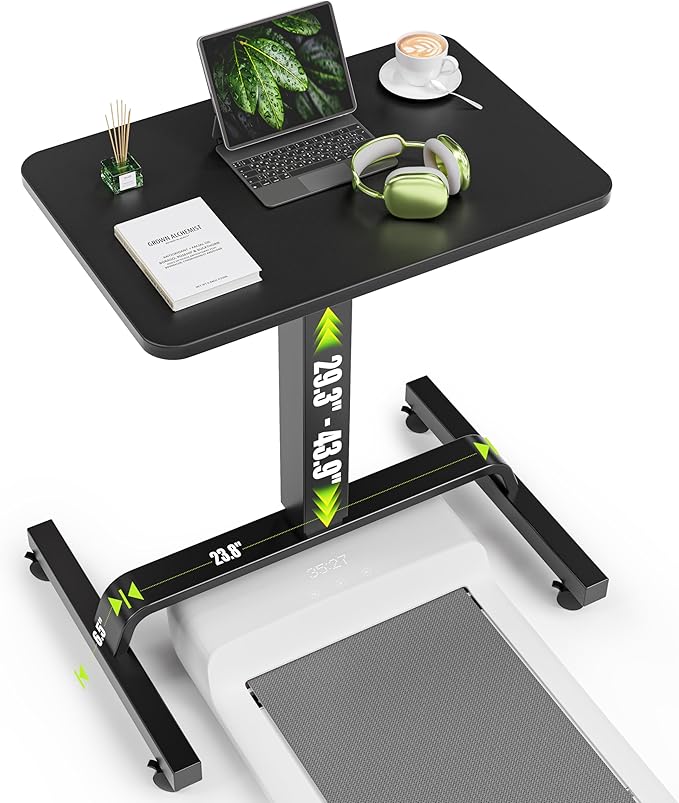 Height Adjustable Mobile Standing Desk with 360° Swivel Casters 29-45 Pneumatic Rolling Desk on Wheels Perfect for Home Office Bedroom Living Room Black