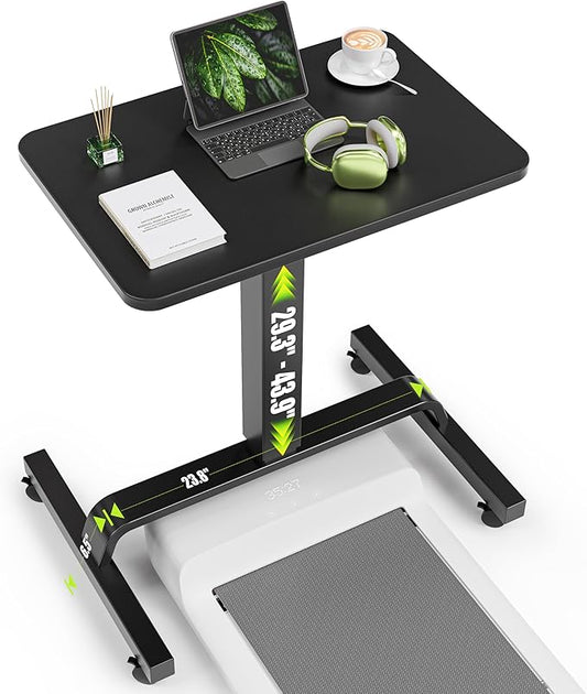 Height Adjustable Mobile Standing Desk with 360° Swivel Casters 29-45 Pneumatic Rolling Desk on Wheels Perfect for Home Office Bedroom Living Room Black