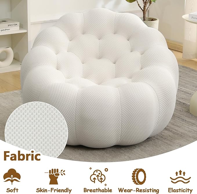 36 Funky Bubble Couch with 3D Honeycomb Shape Design Mesh Fabric Bubble Sofa Ergonomic Mini Floor Sofa for Bedroom Living Room Apartment Small Space (Beige Couch)