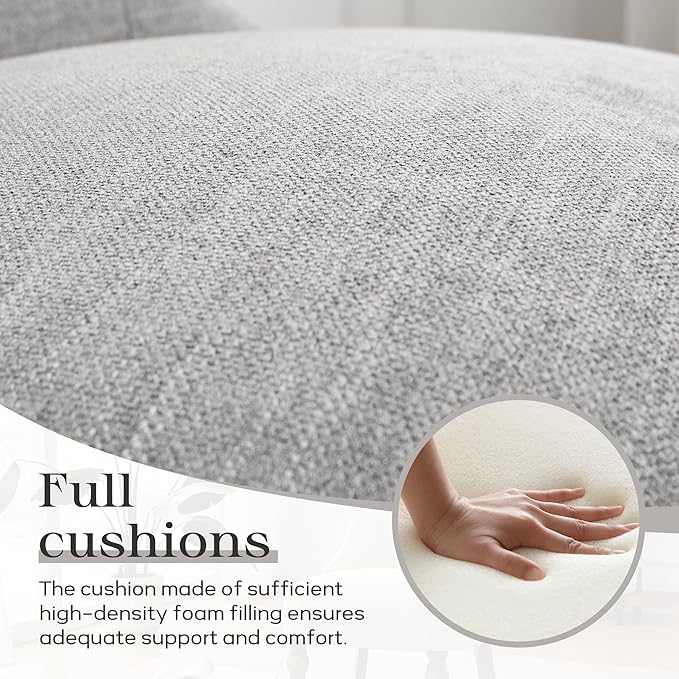 Armless Accent Chair Living Room Chairs with Wooden Legs Comfy Tufted Bedroom Chair Upholstered Chair for Reading Rooms Reception Apartments and Dormitories (Grey)