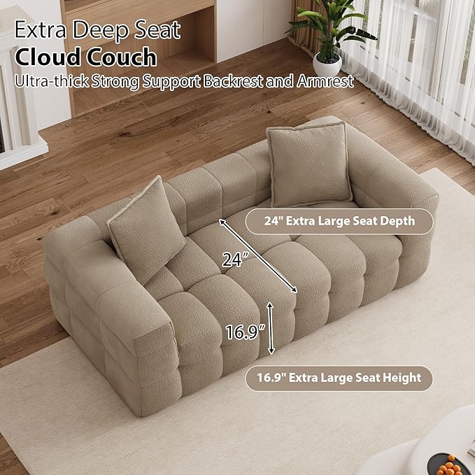 68.7 Loveseat Boneless CouchComfy Cloud Sectional Sofa with Deep SeatModern Upholstered Chenille Love Seat Sofa Small Couches for Living Room No Assembly Required Tufted Sofas Light Brown
