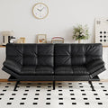 Futon Sofa Bed Convertible Couch Black Faux Leather Sofa Bed with Memory Foam Adjustable Backrest &amp Armrests Multifunctional Small Loveseat Sleeper Sofa for Living Room Apartment Office