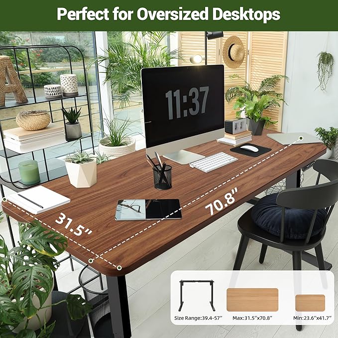 Standing Desk Frame with 330lbs Powerful Dual Motor Electric Adjustable Height Computer Desk Legs Sit Stand Up Desk Base with Memory Controller for Home Office BlackED04NB (Frame Only)