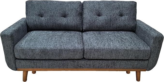67.7 Loveseat Couch Midcentury Modern Sofa with Upholstered Tufted Back &amp Solid Wood Legs Mini Couch for Bedroom Office Apartment Easy Assembly Blue Gray