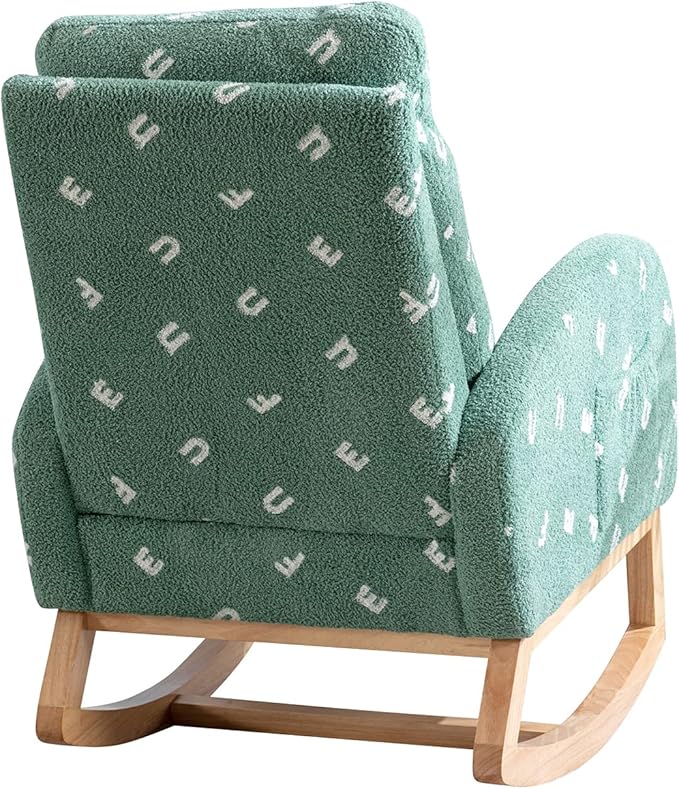 Green Rocking Chair for Nursery &amp Living Room Comfortable Rocker Armchair with Side Pockets Modern MidCentury Accent Chair 300 Lb Capacity