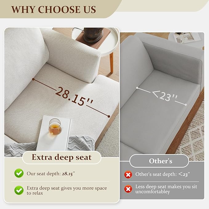 Loveseat Sofa 56 Couches for Spaces Mid Century Love Seat Couches for Living Room Upholstered 2-Seater Couch for Bedroom Waiting Room Beige