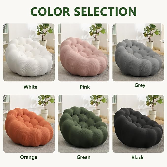 36 Oversized Bubble Chair Upholstered Mesh Fabric Bubble Sofa Couch &amp Floor Lounge Chair with 3D Honeycomb Design for Living Room Office Apartment Small Space - No Assembly Required (Green)