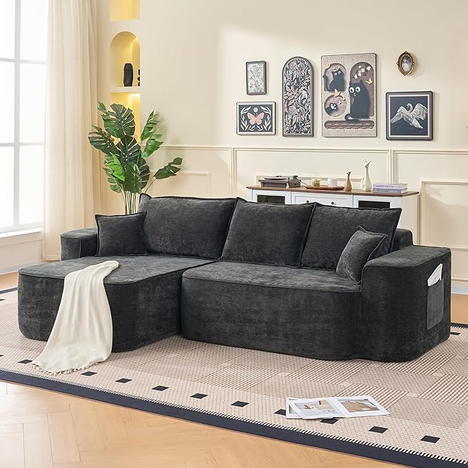 KEIKI 104 L Shaped Sectional Sofa with Chaise Extra Deep Seats Cloud Couch No Assembly Modular Corner Couch for Relaxing Living Room Apartment Family Lounge Modern Oversized Comfortable Sofa