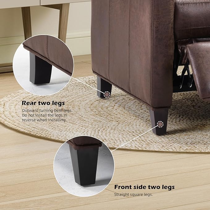 Push Back Recliner Chair Faux Leather Lounge Armchair with Footrest Decoration Single Sofa Accent Chair for Living Room Bedroom Small Spaces (1 Dark Brown)