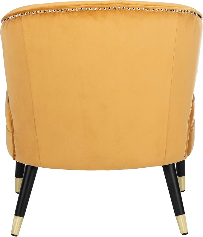 Safavieh Home Stazia Retro Glam Marigold Velvet and Black Wingback Accent Chair
