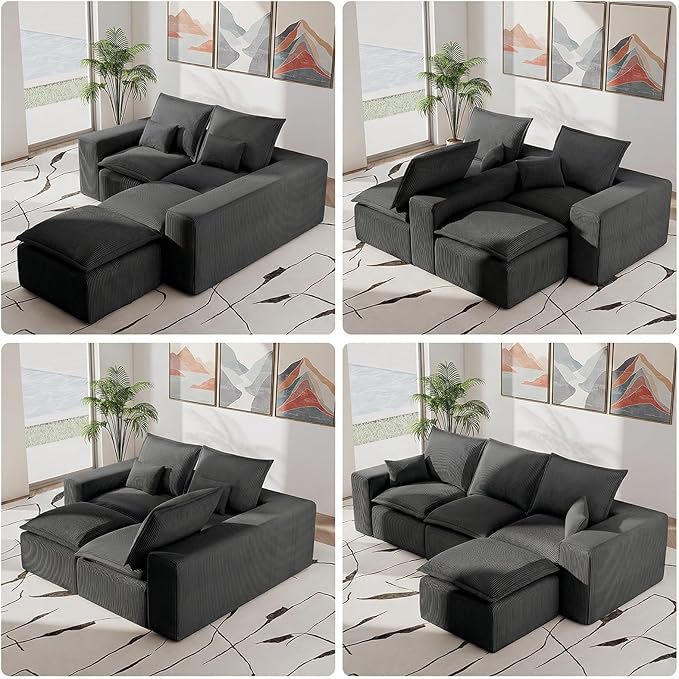 107 Cloud Modular Sectional Sofa for Living Room with Ottoman &amp L-Shaped Chaise No Assembly Required Deep Seat Couch in a Box.