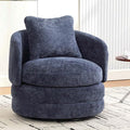 Beige Swivel Accent Chairs for Living Room Round Swivel Barrel Chair with Comfy Pillow &amp Curved Backrest Small Upholstered Armchair for Small Spaces Bedroom Office (Blue)