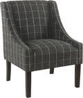Homepop Home Decor | Upholstered Classic Swoop Arm Accent Chair | Accent Chairs for Living Room &amp Bedroom | Decorative Home Furniture Black Windowpane
