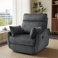 Swivel Recliner Chair for Adults Corduroy Nursery Glider Rocking Chair Armchair with 2 Pillows Comfy High Back Reclining for Small Spaces Nursery Bedroom Living Room (Corduroy Gray 1 Pack)