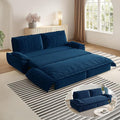 73.2 Queen Size Sofa Bed 3 in 1 Convertible Pull Out Sleeper Sofa with Thicked Cushions and Side Storage Velvet Loveseat Couch for Home Living Room Bedroom Apartment Lounge Small Spaces Blue
