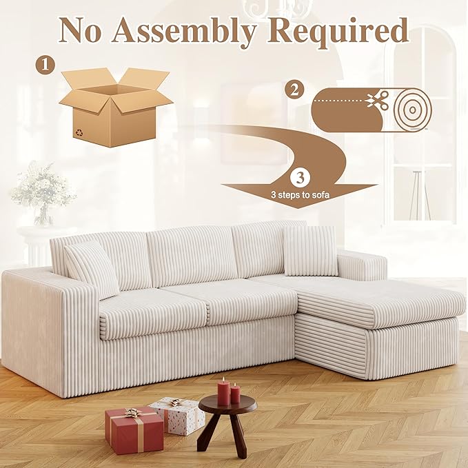 JAMFLY 105 Boneless Couches for Living Room (Beige)