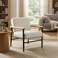 Accent Chair Comfy Sherpa Reading Chair with Thick Cushion &amp Iron Frame Modern Beige Armchair for Living Room Bedroom Office Dorm Waiting Room
