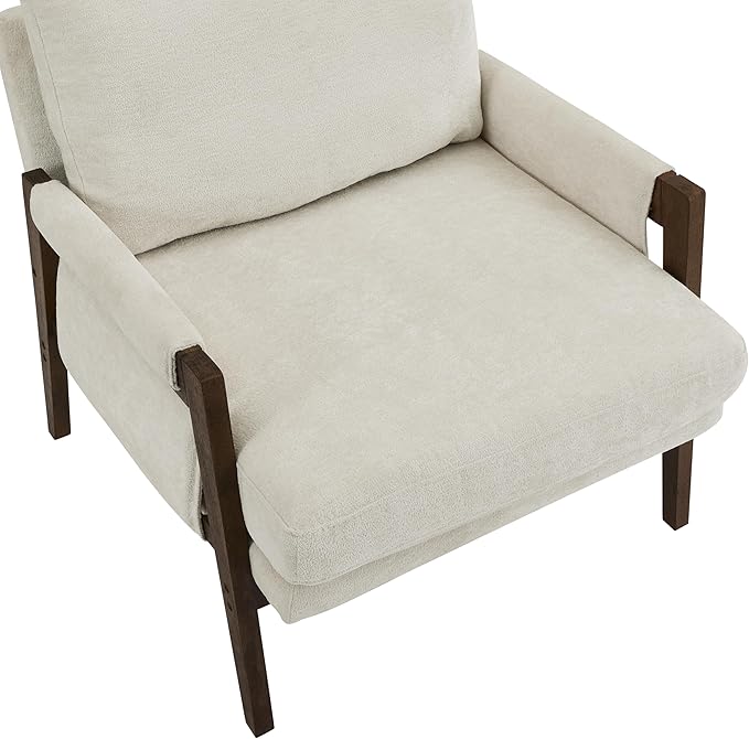 Roundhill Furniture Kelly Mid-Century Modern Accent Armchair White