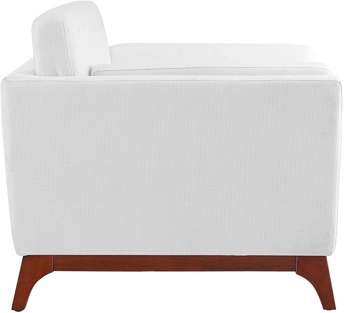 Modway Chance Mid-Century Modern Upholstered Fabric Accent Lounge Arm Chair In White