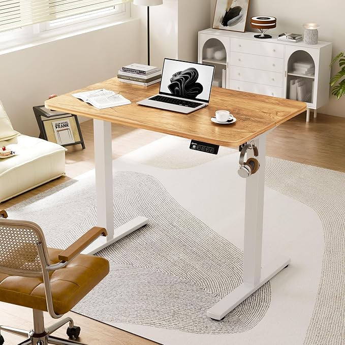 ERGOMAKER 35 Electric Standing Desk Adjustable Height Sit Stand Up Desk for Home Office &amp Computer Workstations Memory Controller Light Rustic Brown