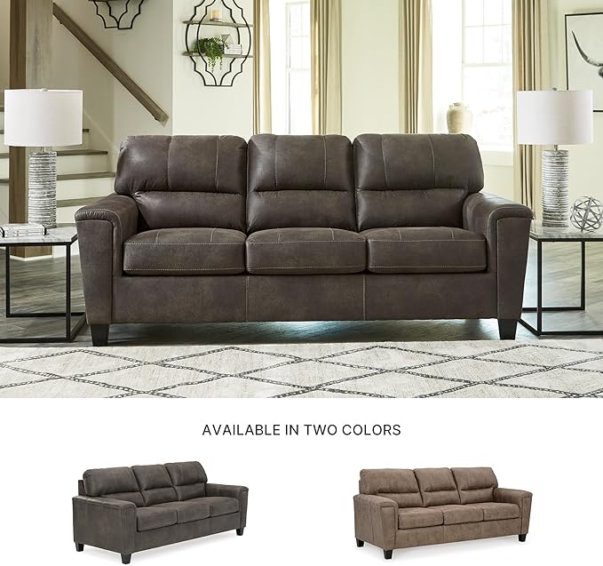 Signature Design by Ashley Navi Faux Leather Modern Queen Sofa Sleeper Gray