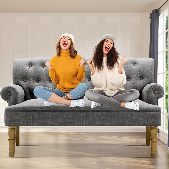 Rosevera Drennan Loveseat Sofa for Living Room Couch in a Box Sofa para Sala Love Seats Furniture Long Couches Settee Textile Gray