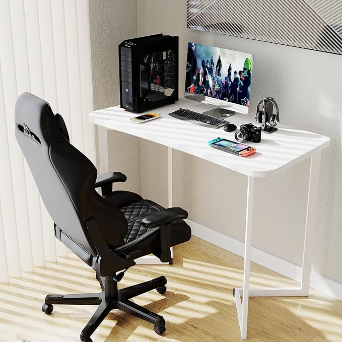 Computer Desk 40 Inch Small Table for OfficeModern Simple Style Writing Study Work Gaming Table for Home Office (White)