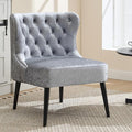Armless Accent Chair Upholstered Velvet Button Tufted Living Room Chair with Wingback &amp Wood Legs Modern Comfy Slipper Chair for Apartment Waiting Room Bedroom Office Grey