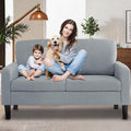 53 Loveseat Sofa Modern Small Couch Sofa Settee Loveseat Linen Fabric Upholstered 2-Seat Sofa Furniture Love Seat for Small Spaces Dorm Room Bedroom Apartment with Wood Legs Light Grey