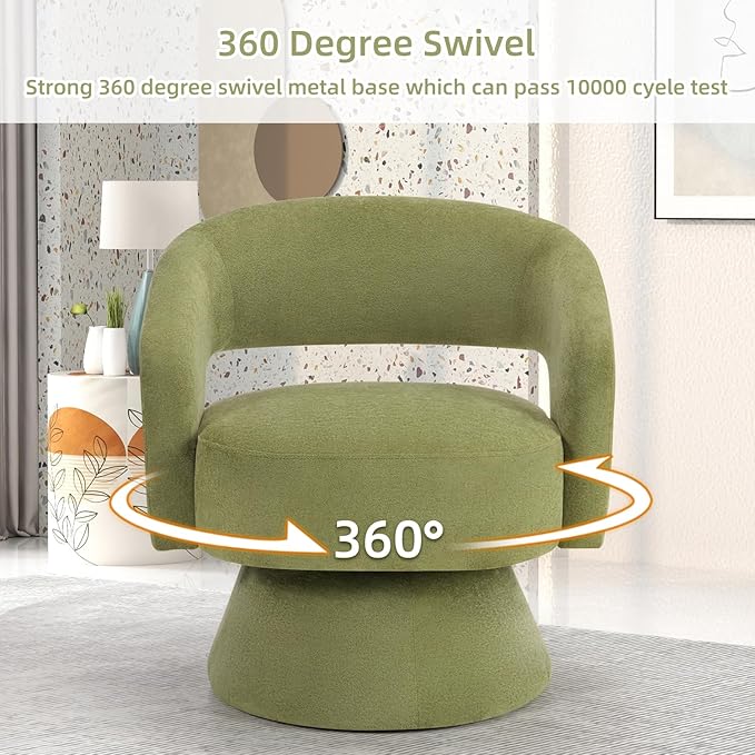 INZOY Swivel Barrel Chair Set of 2 Swivel Accent Chair with Thickened Soft Cushion Modern Chair with Velvet Comfy Round Accent Chair for Living Room Bedroom Green