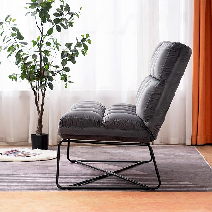 MCombo Loveseat Sofa Couch Mid-Century Velvet Armless Settee 2-Seater Upholstered Bench for Living Room Bedroom 4018 (2 Sets Dark Grey)