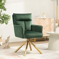 NORDICANA 180° Swivel Velvet Living Room Chair Modern Armchair with Golden Legs Ergonomic Upholstered Dining Accent Chair Single Sofa for Bedroom Reading Home Office Christmas Green