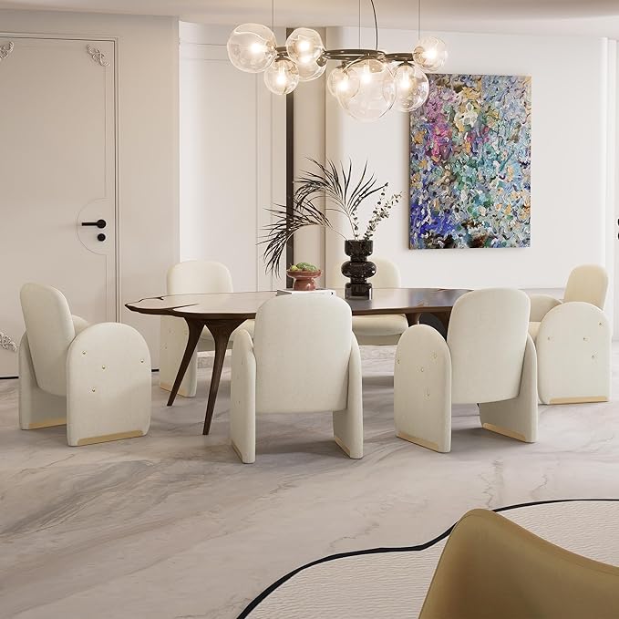 YOUTASTE Oversized Velvet Accent Chair for Living Room Mid-Century Modern Dining Room Arm Chair with Gold Metal Legs 300 LBS Capacity Comfy Upholstered Office Single Sofa Beige