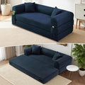 80 Convertible Sofa Bed Corduroy Deep Seat Folding Pull Out Couch with Pillows No Assembly Modern Boneless Couch Compression Sofa in Box Floor Sofa with Storage Pocket for Living RoomNavy Blue