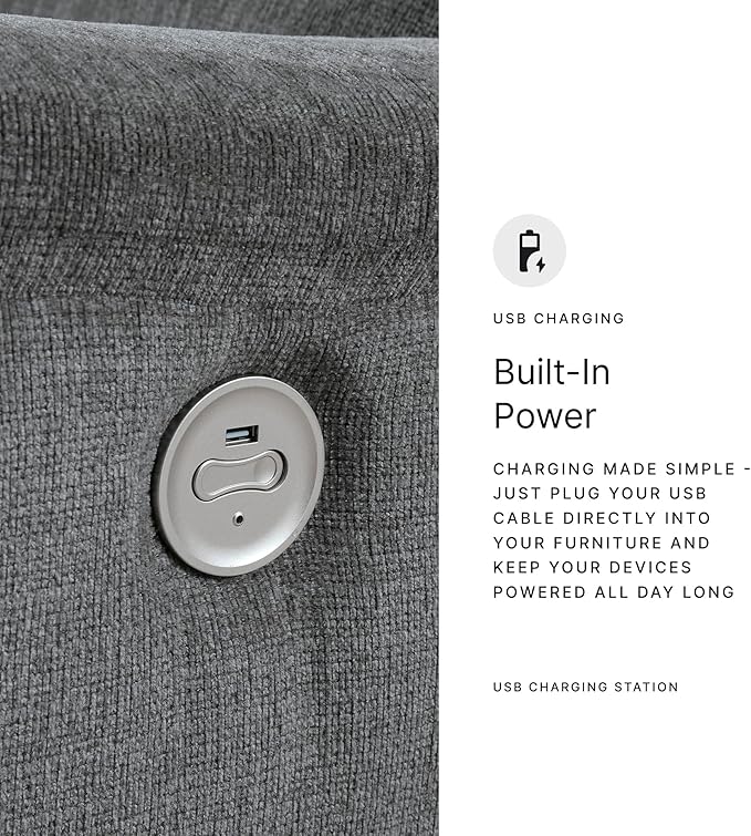 Signature Design by Ashley Barnsana Minimalist Power Reclining Sofa with USB Charging Ports Gray