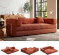 5-in-1 Folding Convertible Sofa Bed Loveseat Sleeper with Pull-Out Bed Floor Sofa Modular Futon Couch 79 Oversized Corduroy Upholstered Boneless Couch for Living Room Bedroom Lounge Orange-A