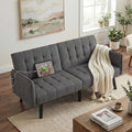 TYBOATLE 65“ Convertible Futon Sofa Bed w/ 2 USB Upholstered Tufted Small Adjustable Folding Couch Loveseat Modern Mid Century Sleeper Sofa for Living Room Bedroom Apartment Office (Dark Grey)