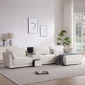 124'' Modular Sectional Sofa with Storage Console and Movable Ottoman 33'' Wide Seat 4 Seat L Shaped Chenille Couch Reversible Comfy Sofa with USB Charger for Living RoomApartment (Beige-K003)