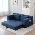 73 Convertible Sofa Bed 2 in 1 Corduroy Folding Couch with Pillows No Assembly Boneless Compression Sofa in Box Loveseat with Side Storage Pocket for Apartment Living Room Blue