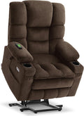 MCombo Small Triple Motor Power Lift Recliner Chair with Massage and Dual Heating Adjustable Headrest for Petite Elderly People Fabric 7631 (Coffee Small)