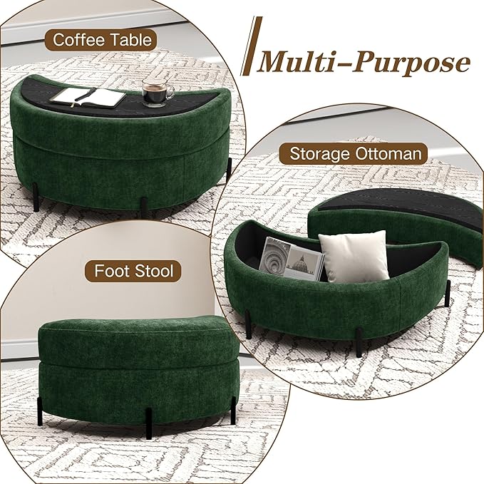 Mlmh &amp Kngwa Oversized Swivel Chair with Ottoman 40.4 inch Round Swivel Accent Chair and A Half Moon Ottoman with 3 Pillows Chenille Cozy Reading Chairs for Bedroom Living Room Green