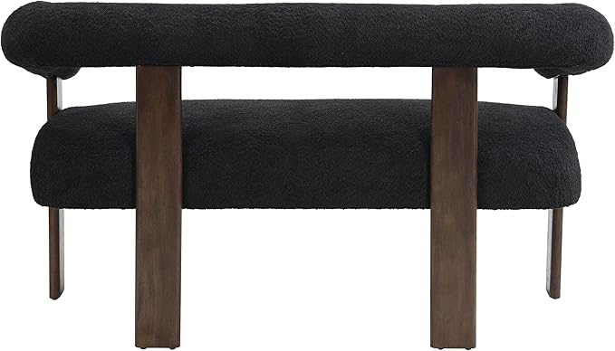 Christopher Knight Home Celen Modern Boucle Fabric Upholstered Loveseat with Round Armrest and Rubberwood Frame Comfy Living Room 2-Seater Sofa Space-Saving Couch for Hotel/Apartment Black + Brown