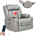 LEVELEVE Retro Rocking Recliner Chair Massage Rocker Recliner Chair with Vibration Massage and Heat USB and Type-C Ports360° Swivel ChairsLiving Room Bedroom Nursery RV Light Grey