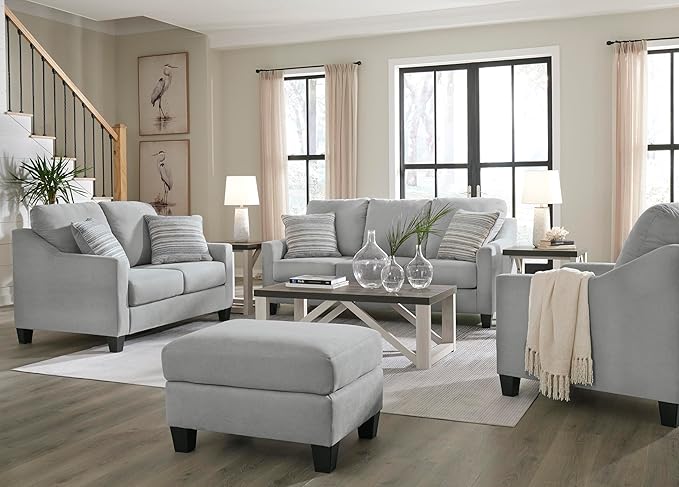 Signature Design by Ashley Adlai Casual Loveseat with 2 Toss Pillows Light Gray