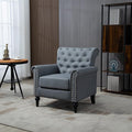 Mid Century Modern Accent Chair Linen Armchair wTufted BackWood Legs Upholstered Lounge Arm Chair Single Sofa for Living Room Bedroom Gray