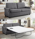 ONBRILL Pull Out Sofa Bed 2-in-1 Full Size Convertible Sleeper Sofa Couch with Pull Out Bed USB Charging Port Hide a Mattress with Menmory Foam Loveseat Couch for Living Room Dark Grey